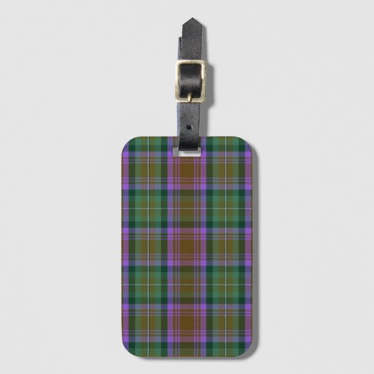 Grüne Violette Erde Tartan Kariert Gepäckanhänger (Vorderseite Vertikal)
