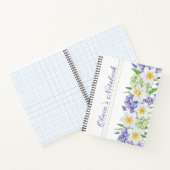 Grüne violette Gelbe Wasserfarben Frühlingsblumen Notizblock (Innenseite)