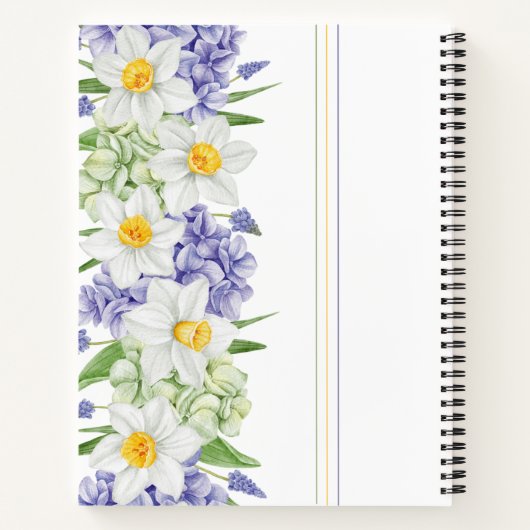 Grüne violette Gelbe Wasserfarben Frühlingsblumen Notizblock (Rückseite)