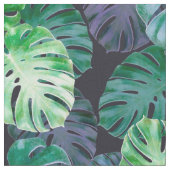 Grüne Violette Tropische Monstera-Blätter Stoff (Nahaufnahme)
