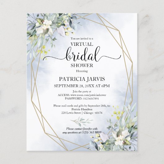 Grüne Virtual Brautparty Einladung (Vorderseite)