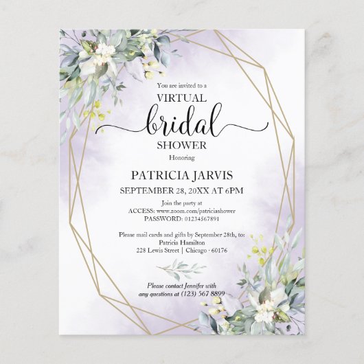 Grüne Virtual Brautparty Einladung (Vorderseite)