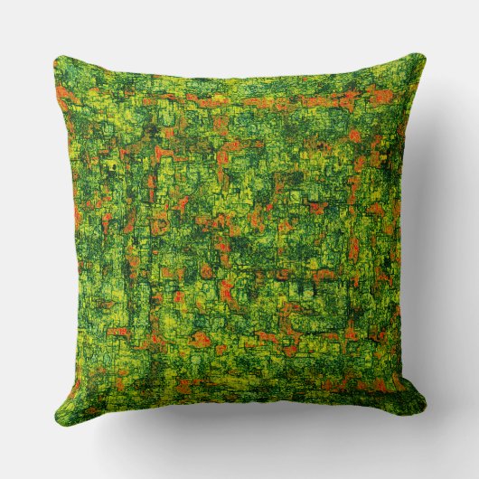 Grüne virtuelle Baumrinde mit kleinen roten Flecke Kissen (Rückseite)