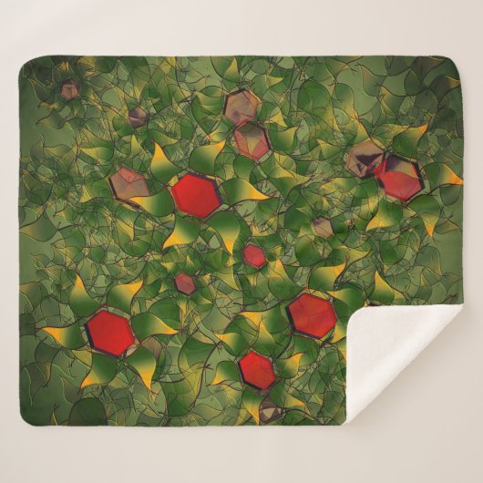 Grüne, virtuelle Blütenblätter, Blätter und rote H Sherpadecke (Vorderseite (Horizontal))