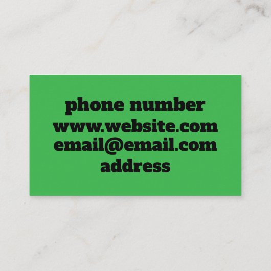 Grüne Visitenkarte (Rückseite)