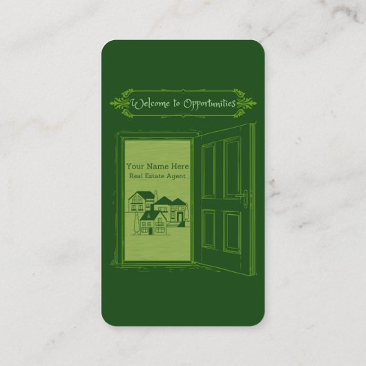 Grüne Visitenkarte für echte Anwesen-Agent (Rückseite)