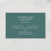 Grüne Visitenkarte mit grauer Schrift (Rückseite)