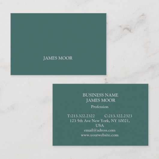 Grüne Visitenkarte mit grauer Schrift (Vorne/Hinten)