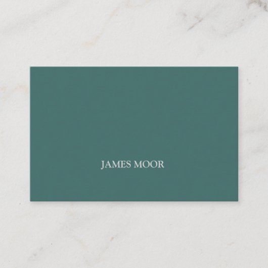 Grüne Visitenkarte mit grauer Schrift (Vorderseite)