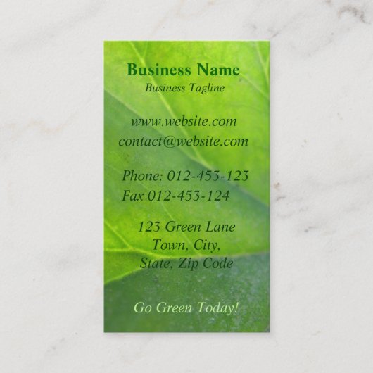 Grüne Visitenkarten Visitenkarte (Vorderseite)