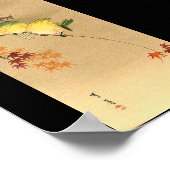 Grüne Vögel auf Ahornbaum, japanische Kunst c.1800 Poster (Ecke)