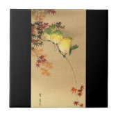 Grüne Vögel auf Ahornbaum, japanische Kunst Fliese (Vorderseite)