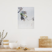 Grüne Vögel auf einem Zweig, Watanabe Seitei Poster (Küche)