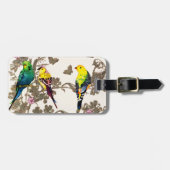 Grüne Vögel Blumengewässer Silberfarben Glitzer Gepäckanhänger (Vorderseite horizontal)