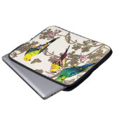 Grüne Vögel Blumengewässer Silberfarben Glitzer Laptopschutzhülle (Vorne Knopf)