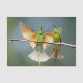 Grüne Vögel Frolisch auf dem Baumfoto Seidenpapier (Vorderseite)