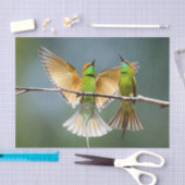 Grüne Vögel Frolisch auf dem Baumfoto Seidenpapier (Handwerk)