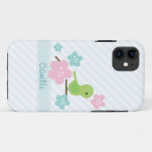Grüne Vogel-und KirschBlumen Case-Mate iPhone Hülle (Rückseite (Horizontal))