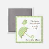 Grüne Vögel und Regenschirme Magnet (Vorderseite/Rückseite)