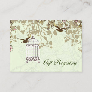 Grüne Vogelkäfige, Liebesvögel Geschenkgutscheine Begleitkarte
