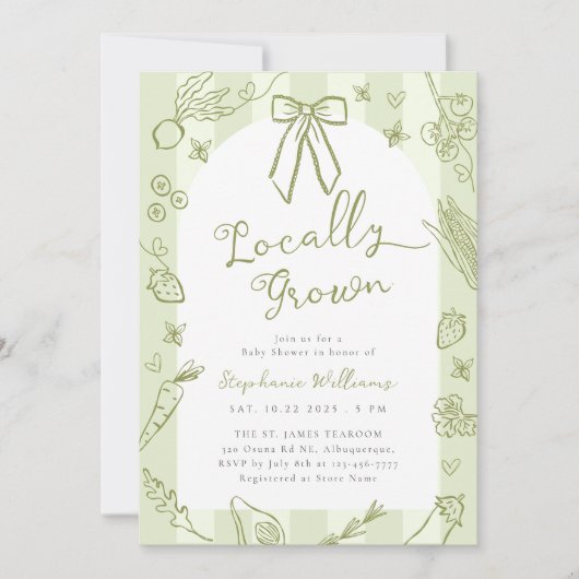 Grüne, vor Ort gezüchtete Bauern Kinderdusche Einl Einladung (Vorderseite)