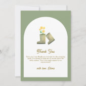 Grüne, vor Ort gezüchtete Blumenstiefel Babydusche Dankeskarte (Vorderseite)