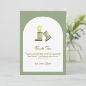 Grüne, vor Ort gezüchtete Blumenstiefel Babydusche Dankeskarte (Stehend Vorderseite)