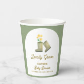 Grüne, vor Ort gezüchtete Blumenstiefel Babydusche Pappbecher (Rückseite)