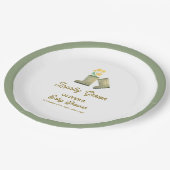 Grüne, vor Ort gezüchtete Blumenstiefel Babydusche Pappteller (Schrägansicht)