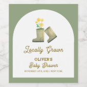 Grüne, vor Ort gezüchtete Blumenstiefel Babydusche Weinetikett (Einzelnes Label)