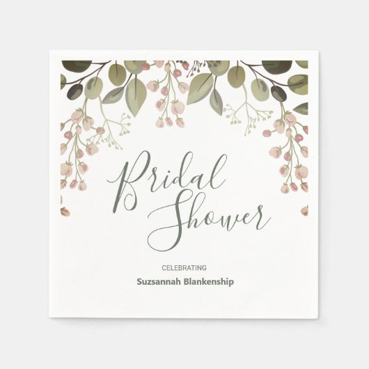 Grüne Vorlage für das Brautparty "Blumenmuster an Serviette (Vorderseite)