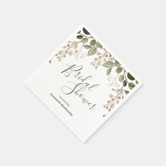 Grüne Vorlage für das Brautparty "Blumenmuster an Serviette (Ecke)