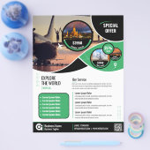 Grüne Vorlage für den Flyer der Reiseagentur (Einzeln)