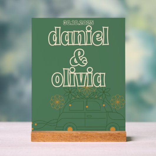 Grüne Vosvos Minimale Hochzeit Acrylschild (Neutral)