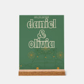 Grüne Vosvos Minimale Hochzeit Acrylschild (Vorderseite)