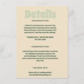 Grüne Vosvos Minimale Hochzeit Begleitkarte (Vorderseite)