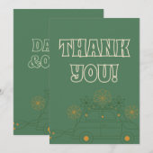Grüne Vosvos Minimale Hochzeit Dankeskarte (Vorne/Hinten)