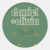 Grüne Vosvos Minimale Hochzeit Runder Aufkleber (Vorderseite)