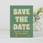 Grüne Vosvos Minimale Hochzeit Save The Date (Stehend Vorderseite)