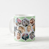 Grüne Waben-Fotocollage 20 Bilder Kaffeetasse (Vorderseite Links)