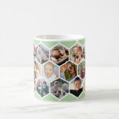 Grüne Waben-Fotocollage 20 Bilder Kaffeetasse (Mittel)