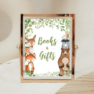 Grüne Wald-Baby-Shower-Bücher- und Geschenke-Schil Poster