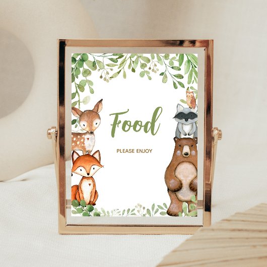 Grüne Wald-Baby-Shower-Essensschild Poster