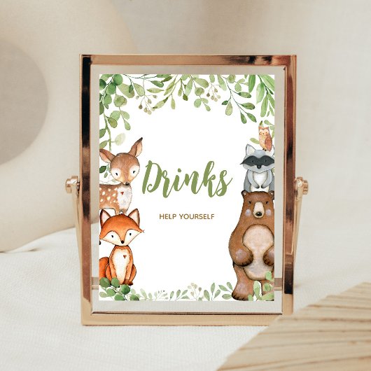 Grüne Wald-Baby-Shower-Getränke-Schild Poster