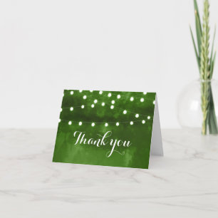 Grüne Wald-Rustikale Lichterkette Hochzeitskarte Dankeskarte