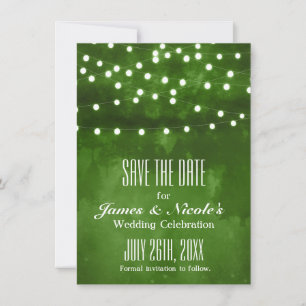 Grüne Wald-Rustikale Lichterkette Zur Hochzeitsein Save The Date