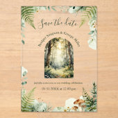 grüne Wald-Wasserfarben-Boho-Hochzeit Acryleinladungen (Vorderseite)