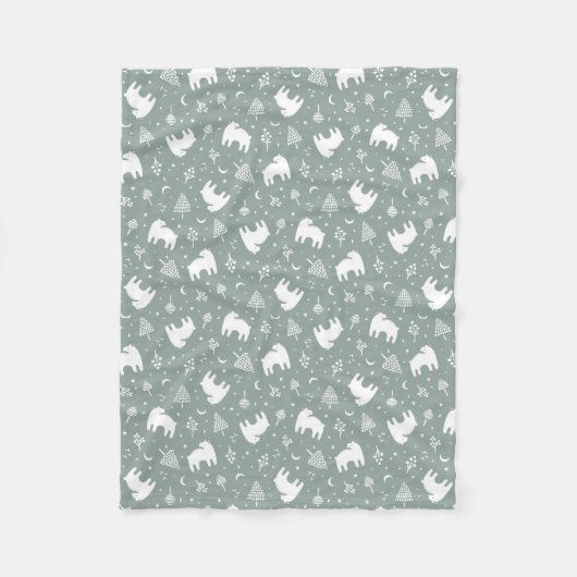 Grüne Waldbärchen Fleecedecke (Vorderseite)