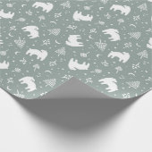 Grüne Waldbärchen Geschenkpapier (Ecke)