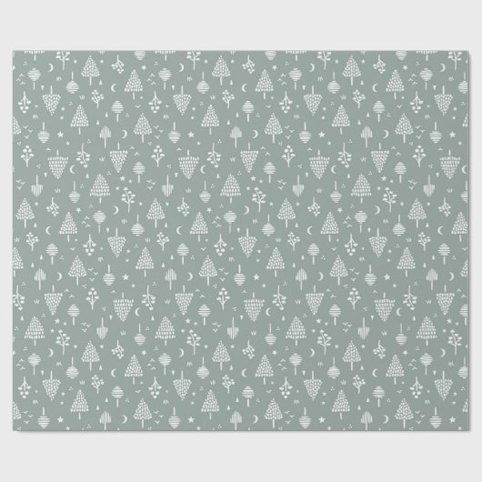 Grüne Waldbaume Geschenkpapier (Flach)